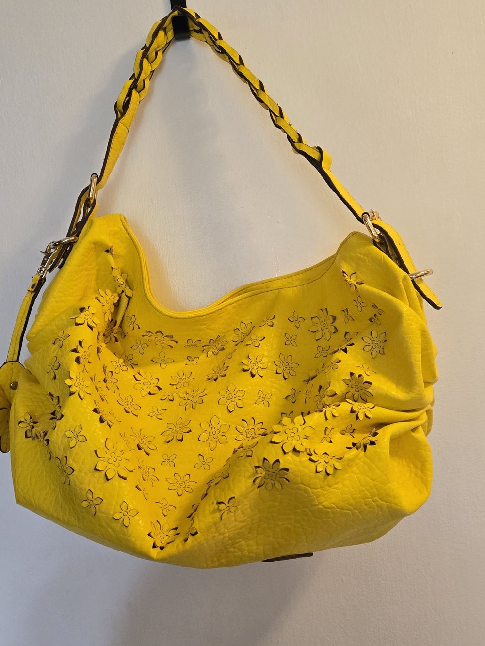 Jessica Simpson Yellow Floral Cutout Shoulder Handbag